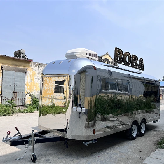 20ft large airstream towing truck mirror stainless outlook big trailer outdoor vending business service mobile truck