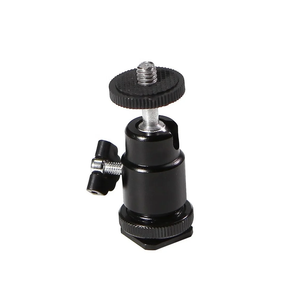 Mini Ball Head With 1/4 Hotshoe Mount Adapter 360 Degree Swivel Aluminum Tripod Ballhead for DSLR Light Stand Camrea Joint