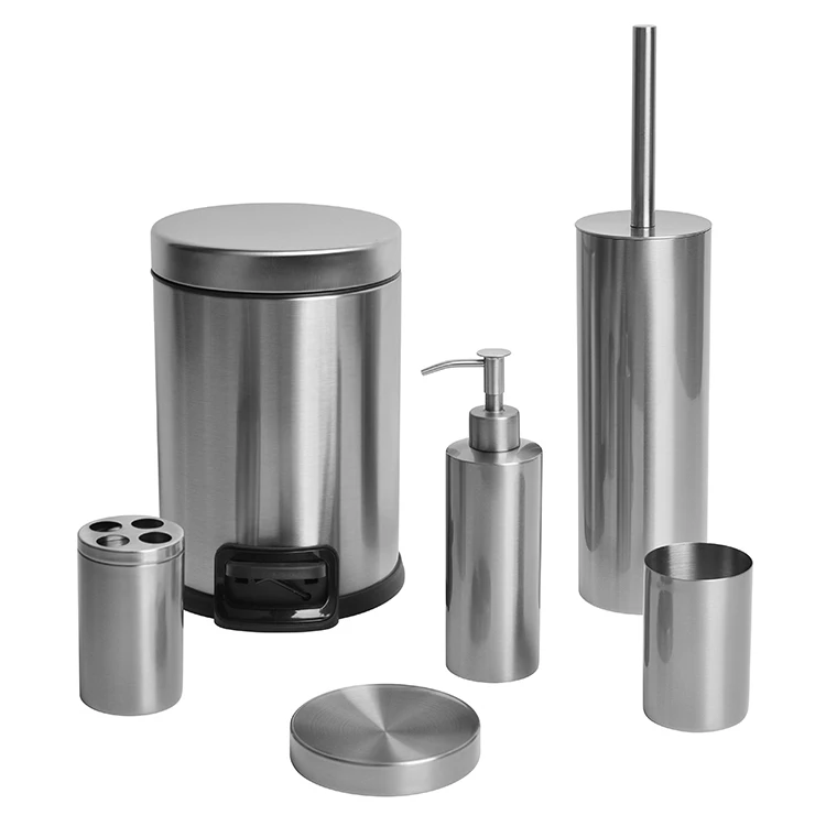 Hot Selling Household Bathroom Accessories Stainless Steel Bathroom Sets For Home Use With Soap Dispenser And Toilet Brush