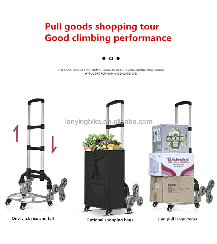 Shopping Trolley Aluminium Easy Carry Folding Truck Hand Cart Transport Trolley+Black package