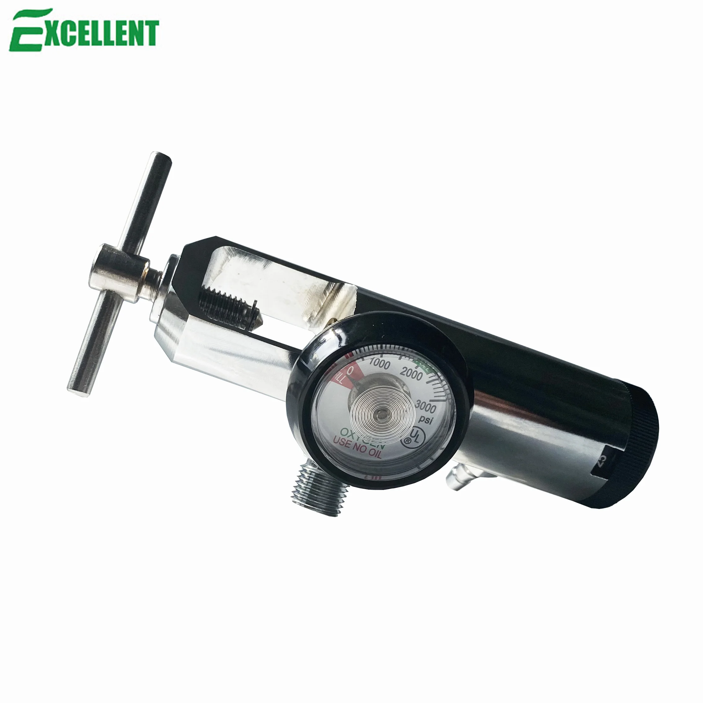 Click style Brass Medical CGA 870 EMS oxygen regulator with 2 Diss and 1 Barb for oxygen cylinder 0-25LPM