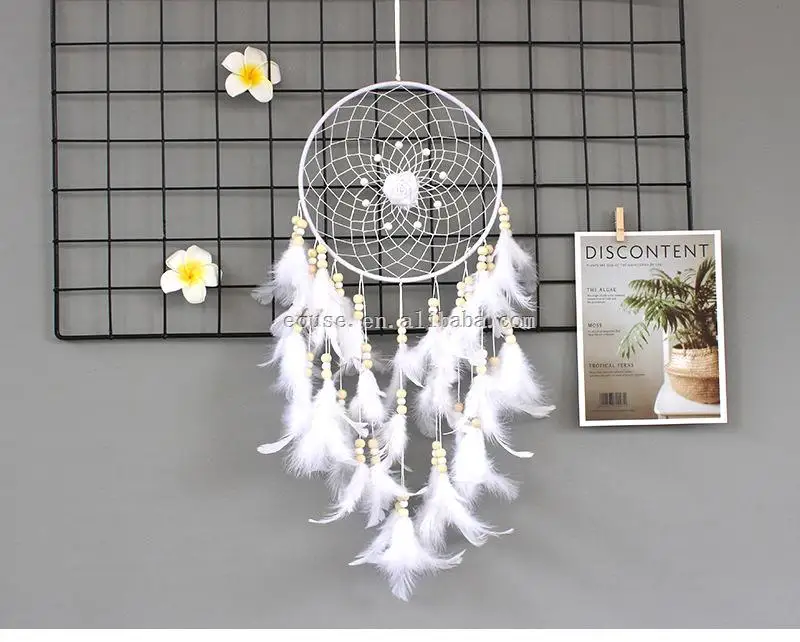 New Design Dream Catcher with Feather Colorful Beads Light Kids Girls Bedroom Home Decor Large Feather Dream Catcher