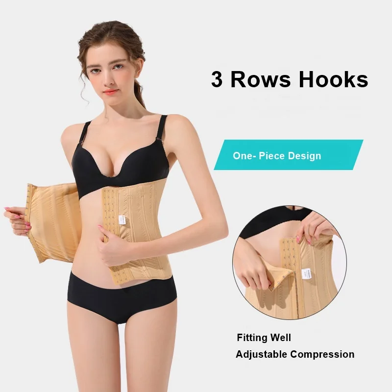 Post Surgery Double Layers 9 Pcs Steel Bones Firm Strong Compression Post Partum Tummy Control Shaping Waist Trainer Shapers