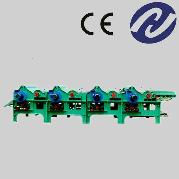 Машина для переработки отходов ткани и хлопка с роликом и металлическим очистителем проволоки