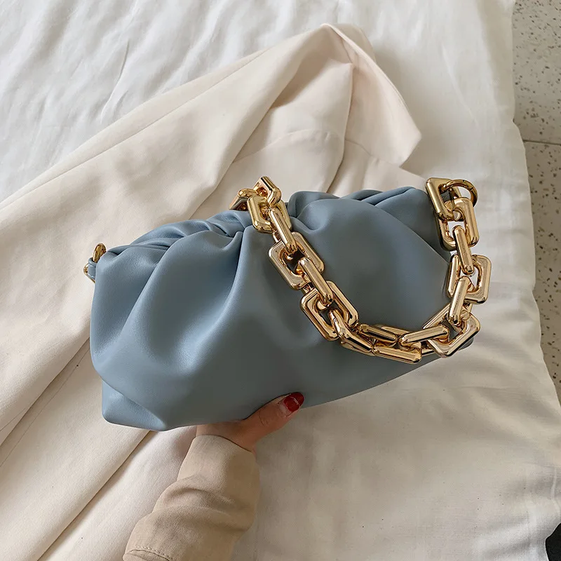 2022 designer bolsa feminina chain clutch pillow shape purse cloud thread handbags for women