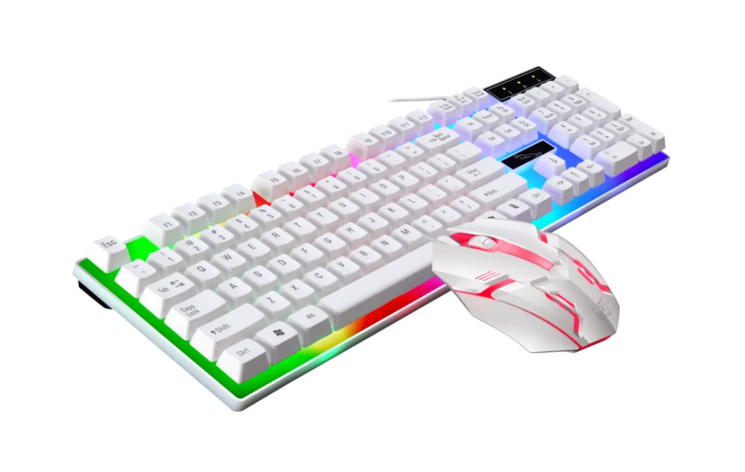 Проводной светящаяся клавиатура и мышь комплект USB Радужная подвеска с подсветкой клавиатуры и мыши