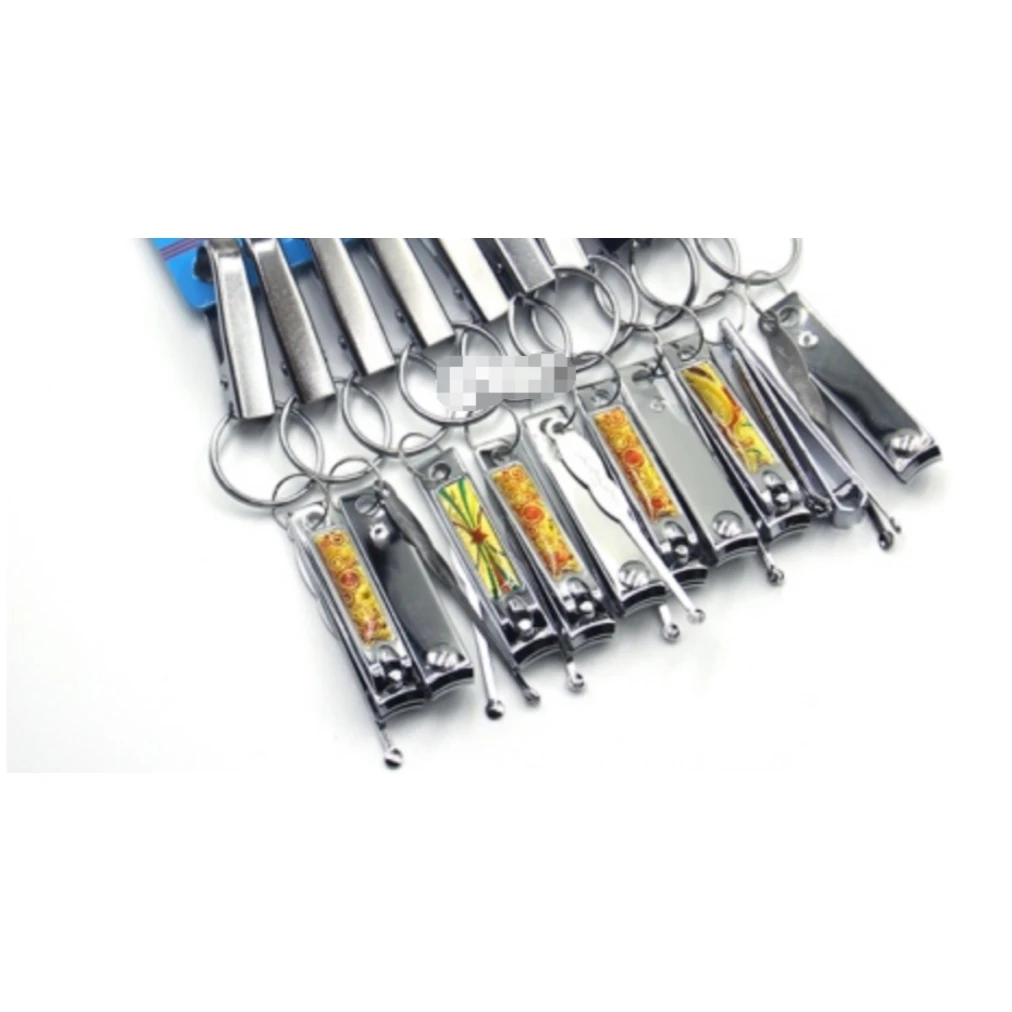 Portable Nail Cutter Factory Made Nail Cutter Trimmer 10Pcs/Card Carbon Steel Nail Clippers with Ear Pick and Key Chain Holder