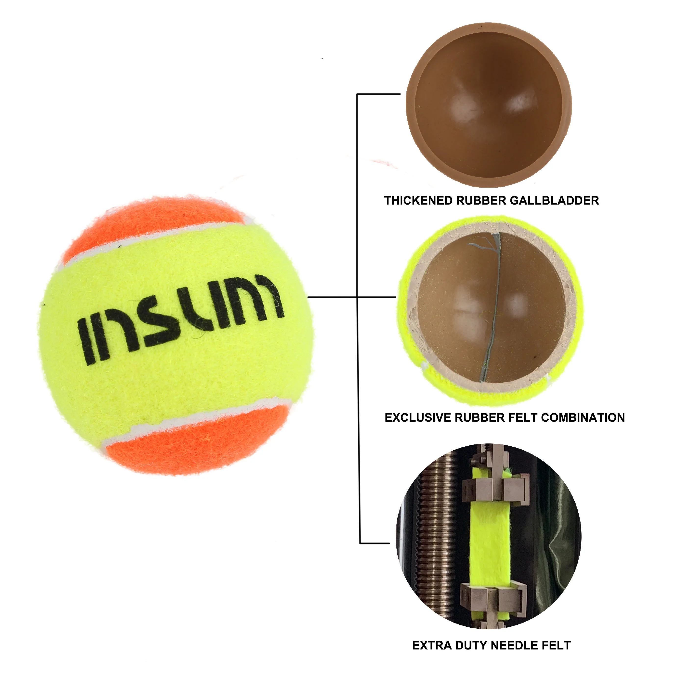 ITF Stage 2 Beach Tennis Ball for Beginners 40 Gram Pressureless Training Balls Made of Rubber and Wool for Sports