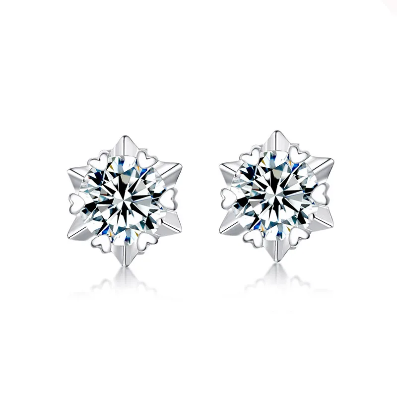Snowflake 925 sterling silver moissanite earrings korean earrings for women 2021