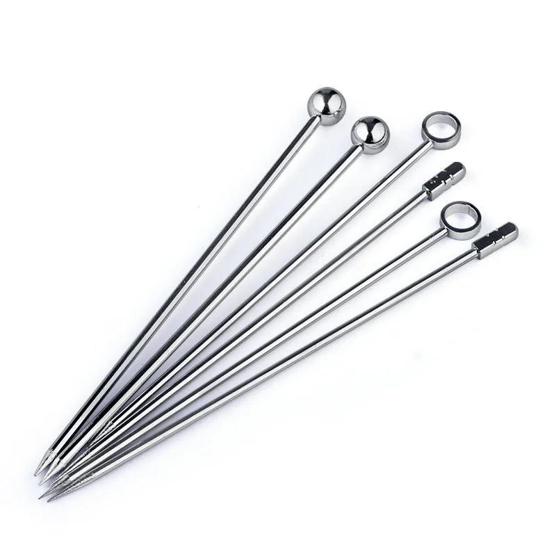 Cocktail Pick Stainless Steel Fruit Sticks Bar Mixing  Tools Drink Stirring Sticks