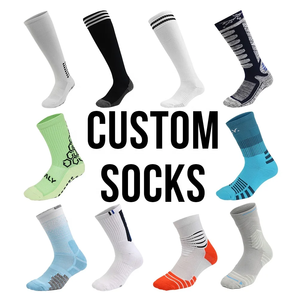 Mens Sport Anti Slip Grip Socks Football Breathable Custom Logo Soccer Socks High Quality