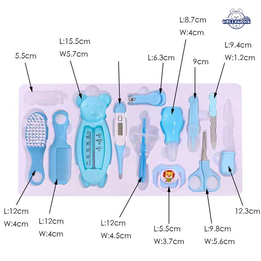 Babi Accessory Thermometer Toothbrush Comb Grooming Kit 13pcs Set Hot Selling Newborn Baby Birth Gift Nail Care