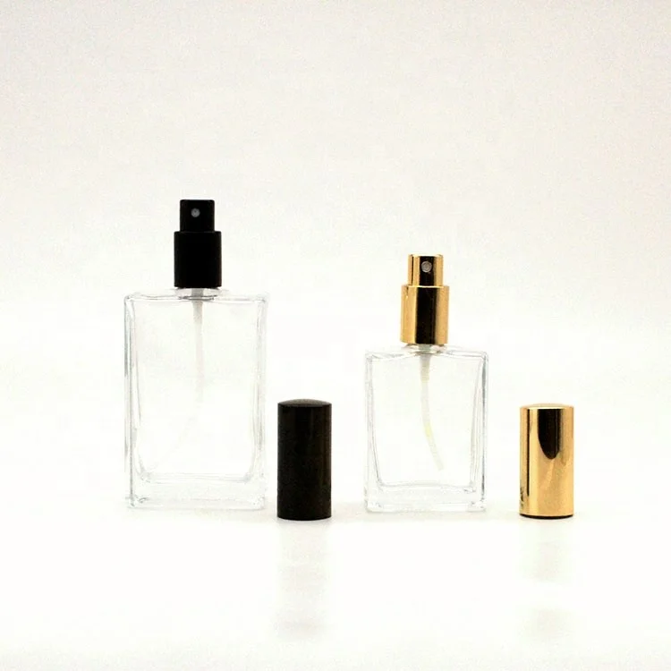 
Best Price 10ml 30ml 50ml 100ml Exquisite Flat Square Perfume Clear Glass Bottle With Sprayer Cap 