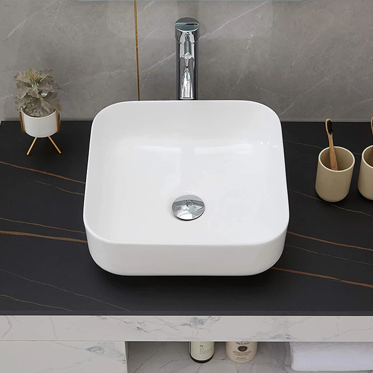 High quality ceramic bath room sink small square wash hand basin counter top art wash basin