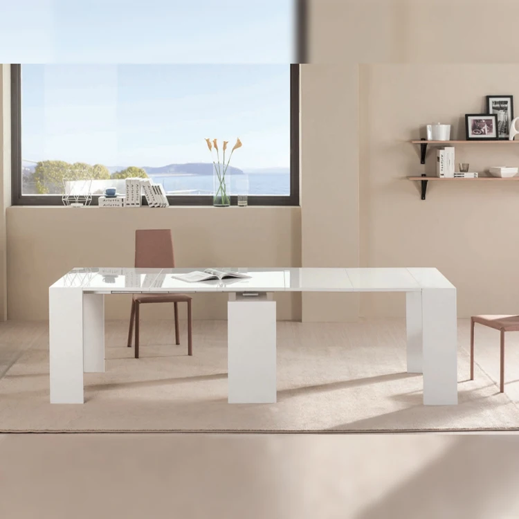 2023 new arrival space saving table white dining table extendable console table for home