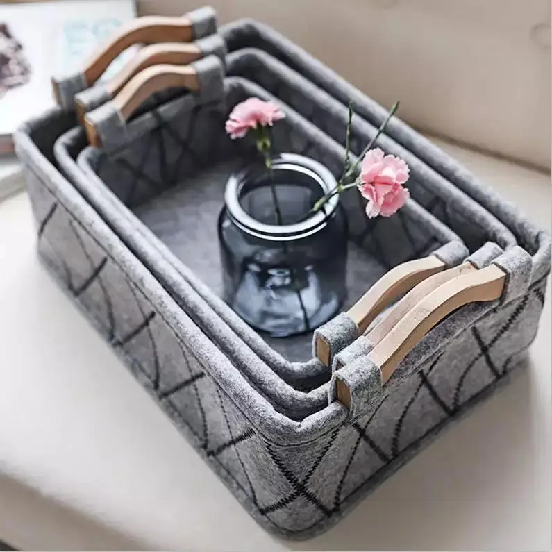 New Customized Fashion Collapsible felt storage box different size organizer sundries storage collection box
