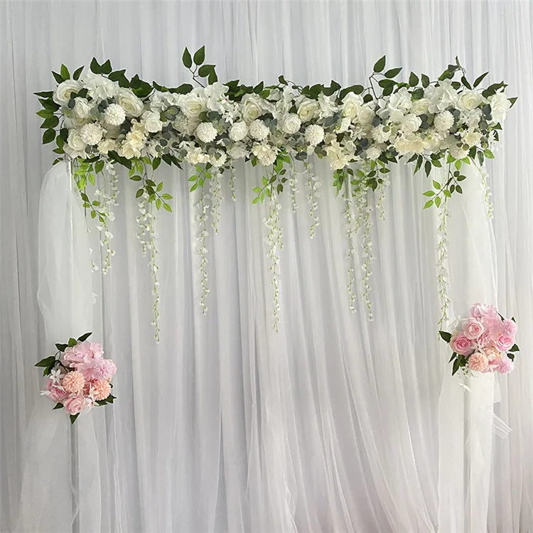 Silk Peonies Rose Floral Arrangement Wedding Arch Frame Artificial Flowers Rows Stage Arrangement Props Party Backdrop Decor
