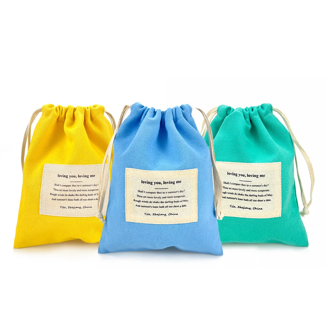 2022 New design custom logo cotton drawstring packaging gift bag for cosmetics, soap, candle