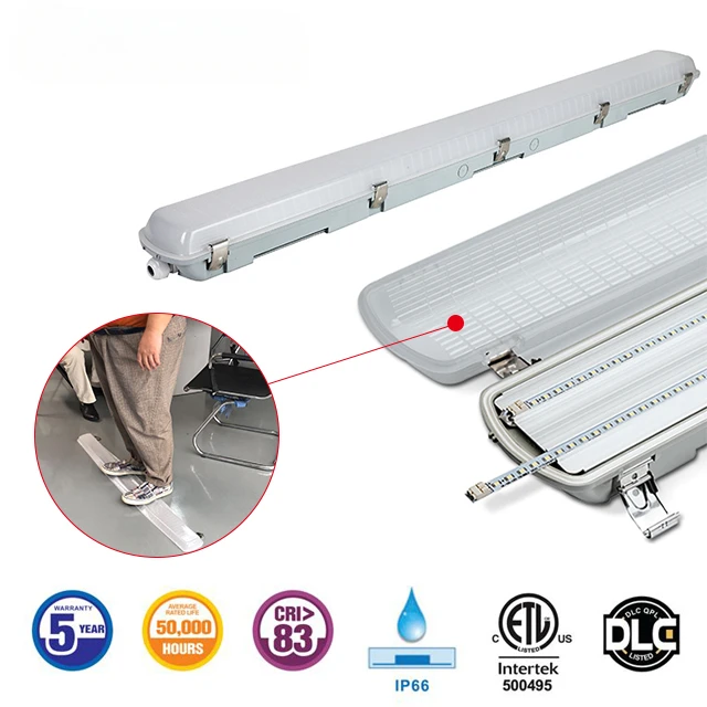 ETL cETL DLC Premium 20w 40w 60w 80w IP66 PC housing T8 Led tube light waterproof led linear tri-proof light