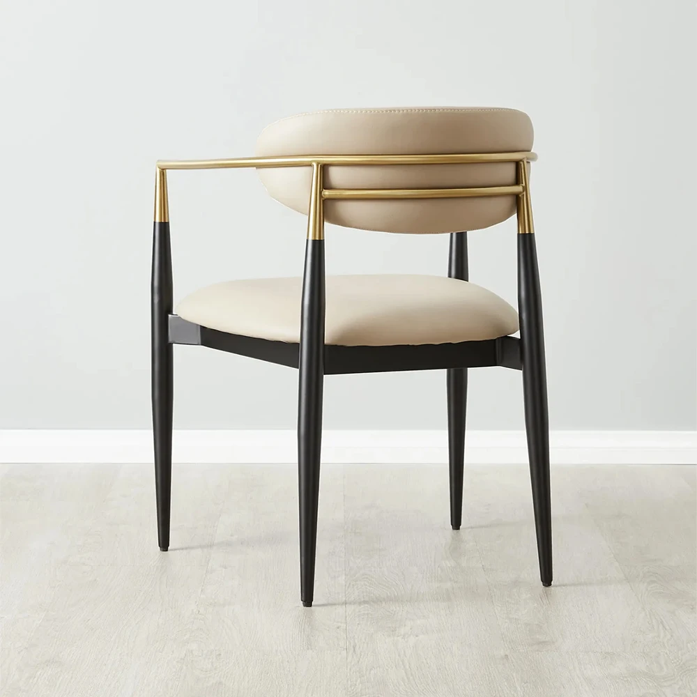 Nordic Style Cafe Restaurant Black Modern Leather Dining Chair Custom Design Luxury Hotel Living Room Lounge Arm Tea Chair