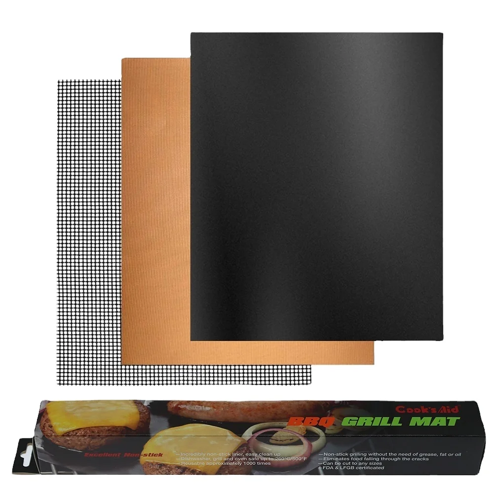 BBQ Grill Mat Non-Stick Cooking Mat PTFE Reusable Barbecue Baking Mat for Electric Grill Gas Charcoal BBQ