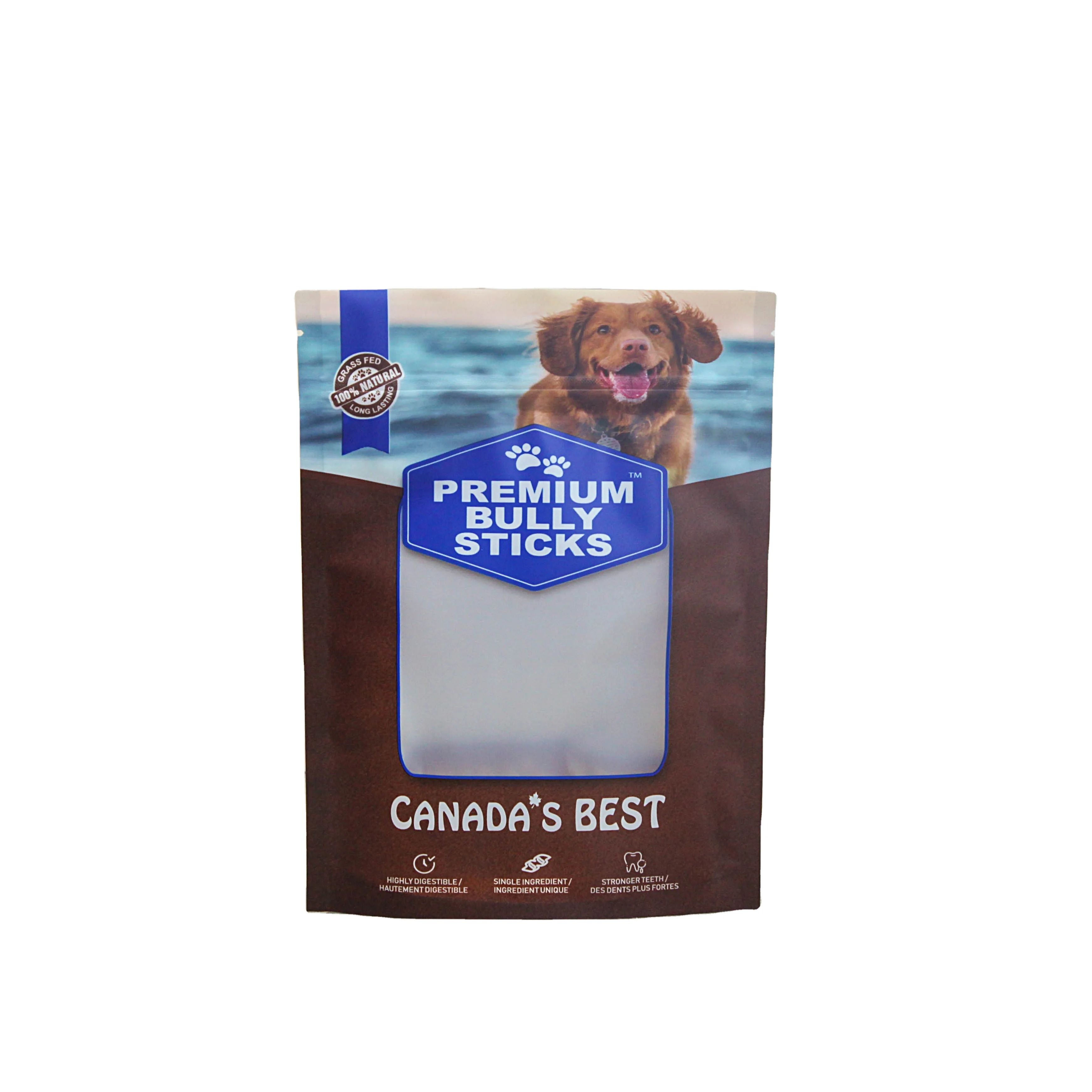 Wholesale high quality dog food packaging bag ziplock bags for pet food with clear window