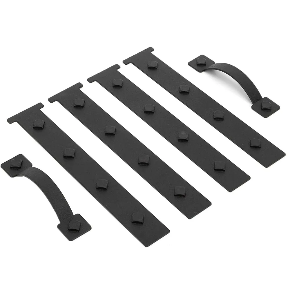 Black Magnetic Decorative Garage Door Curb Appeal Faux Hinges Handles Hardware Kit
