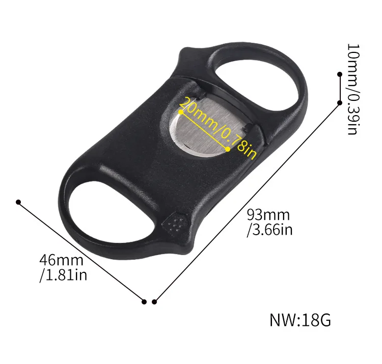 custom Logo Mini 20mm ring Plastic Double Blades Guillotine Cutter Cigar Cutter Tools Mini Cigar Knife