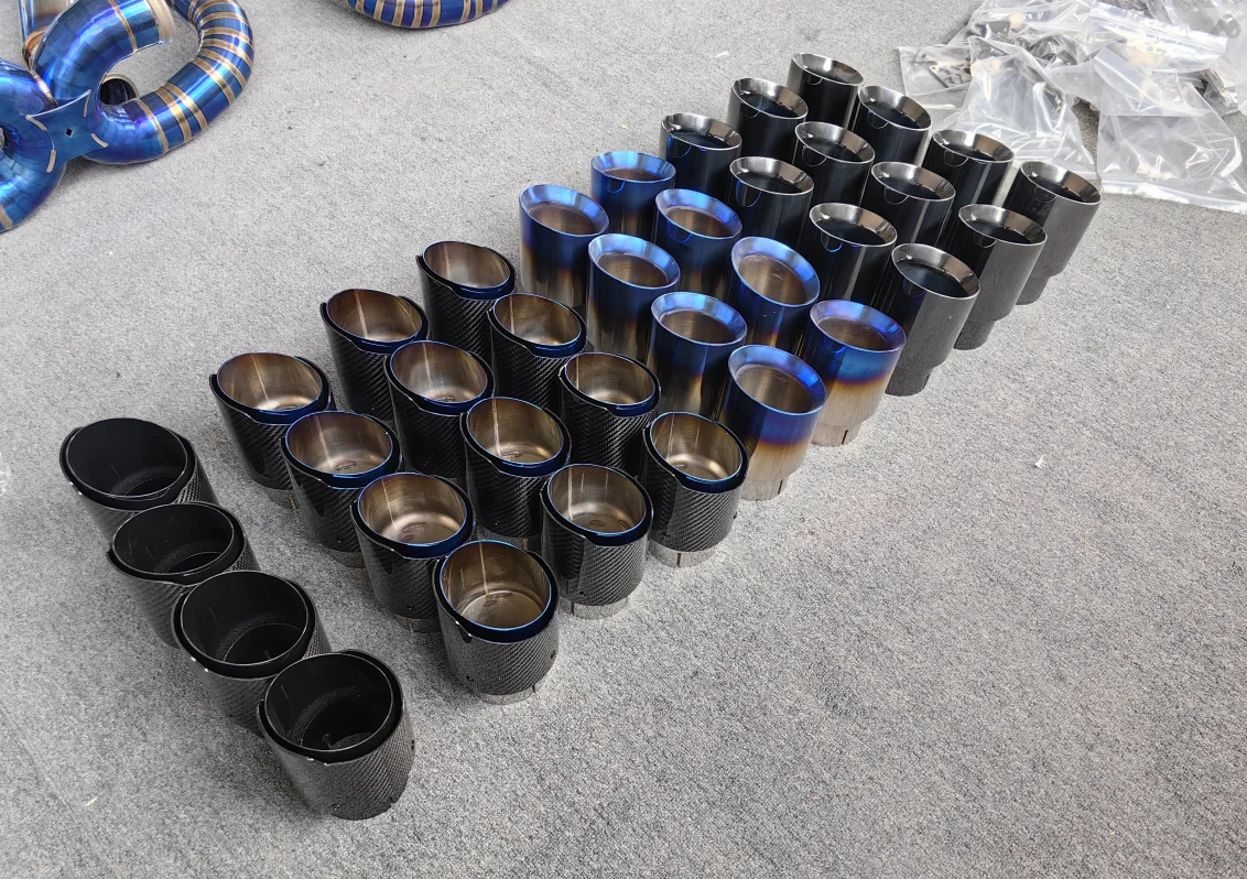 Custom ss304 carbon fiber titanium universal exhaust muffler tips