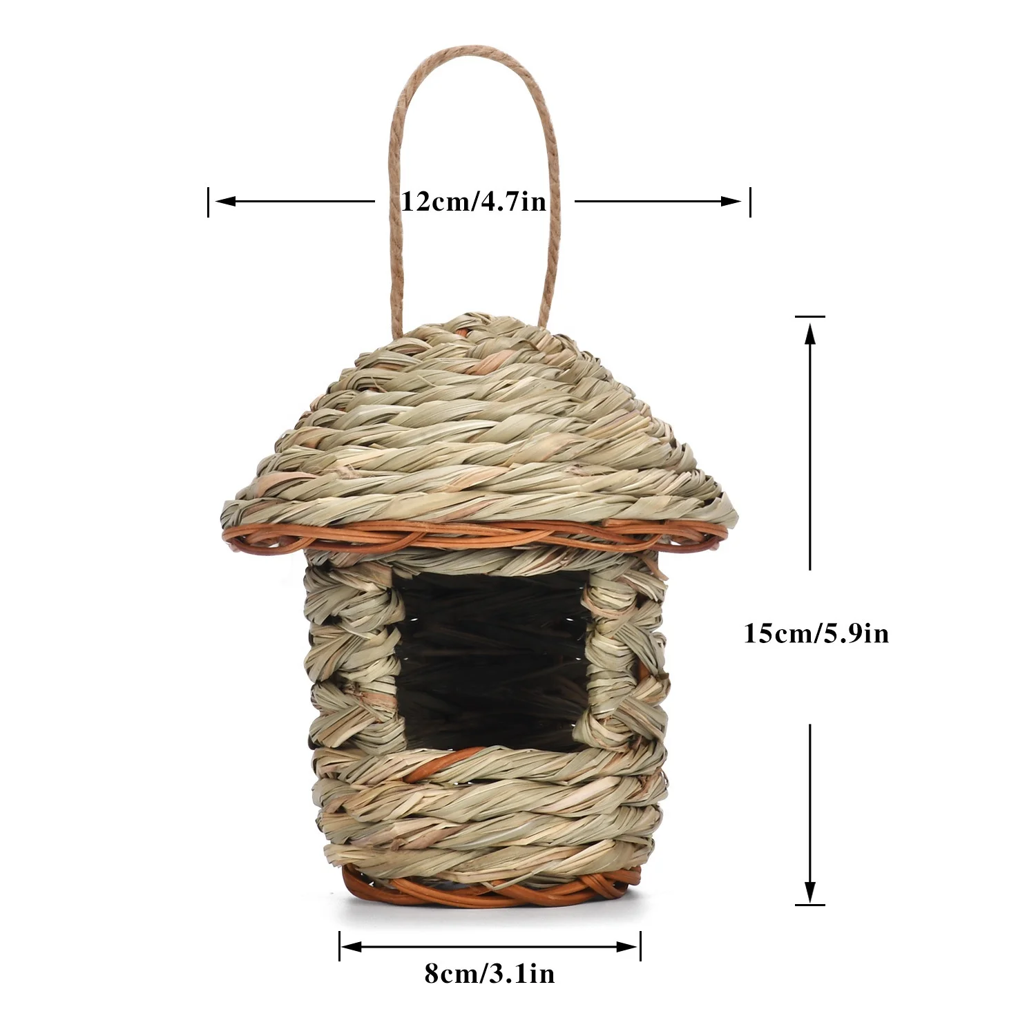 Hummingbird Birdhouse for Outside Hanging Grass Hand Woven Bird Nest Natural Bird Hut for Outdoor