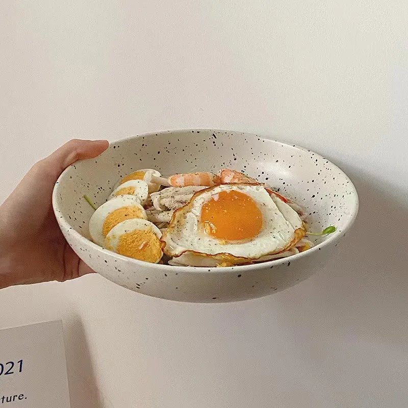 HY ins sesame dots beige ink splash soup plate salad plate deep bowl