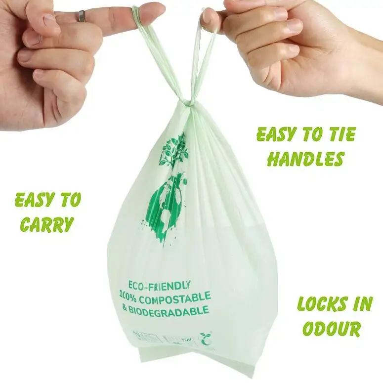 Wholesale Compostable Pla Corn Starch Supermarket Plastic Tshirt Food Packaging Vest Grocery Bag On Roll