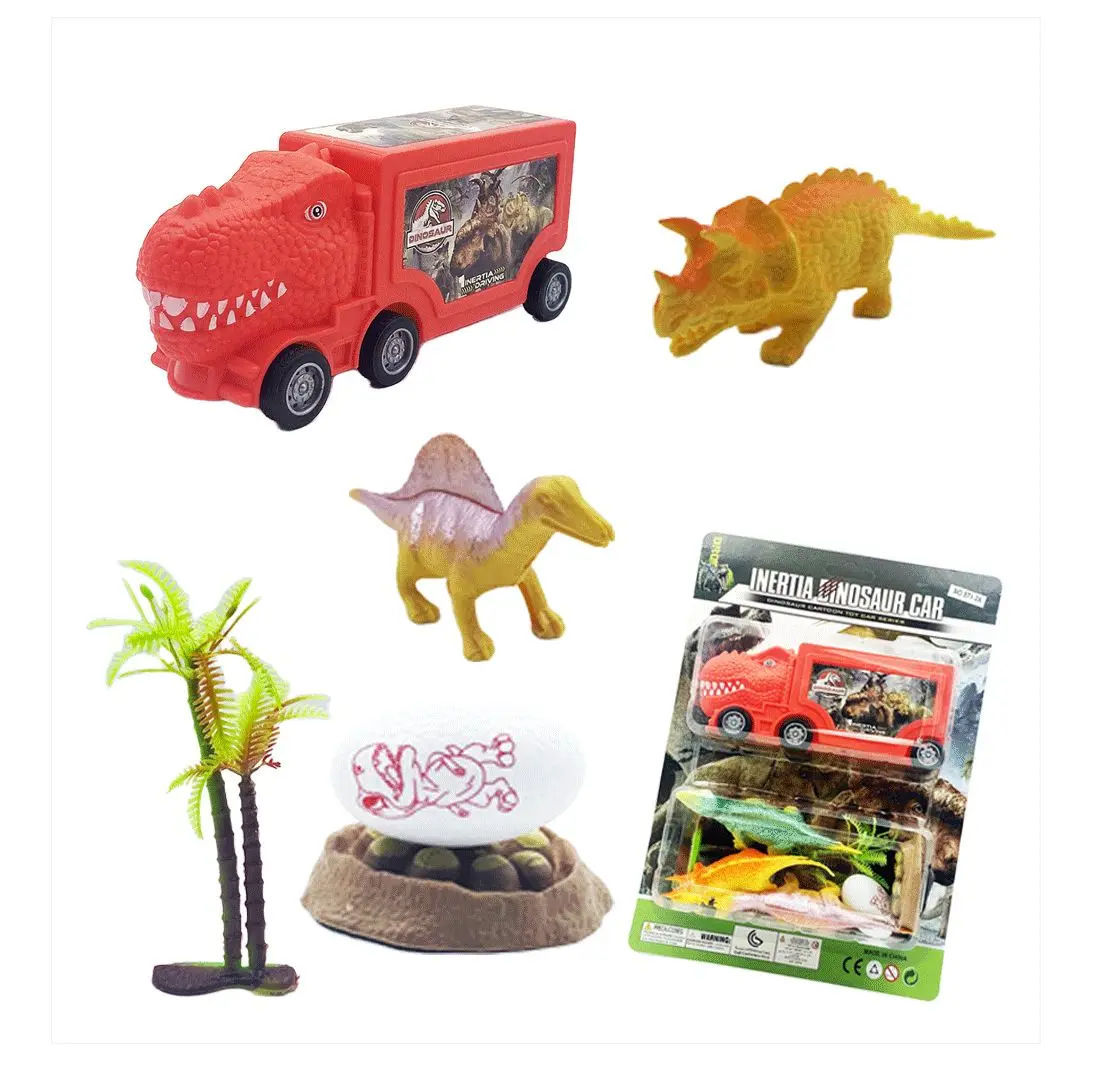 New Arrivals Sucker Dinosaur Car Candy Toy Plastic Cartoon Models Friction Dinosaur Play Set with Candy