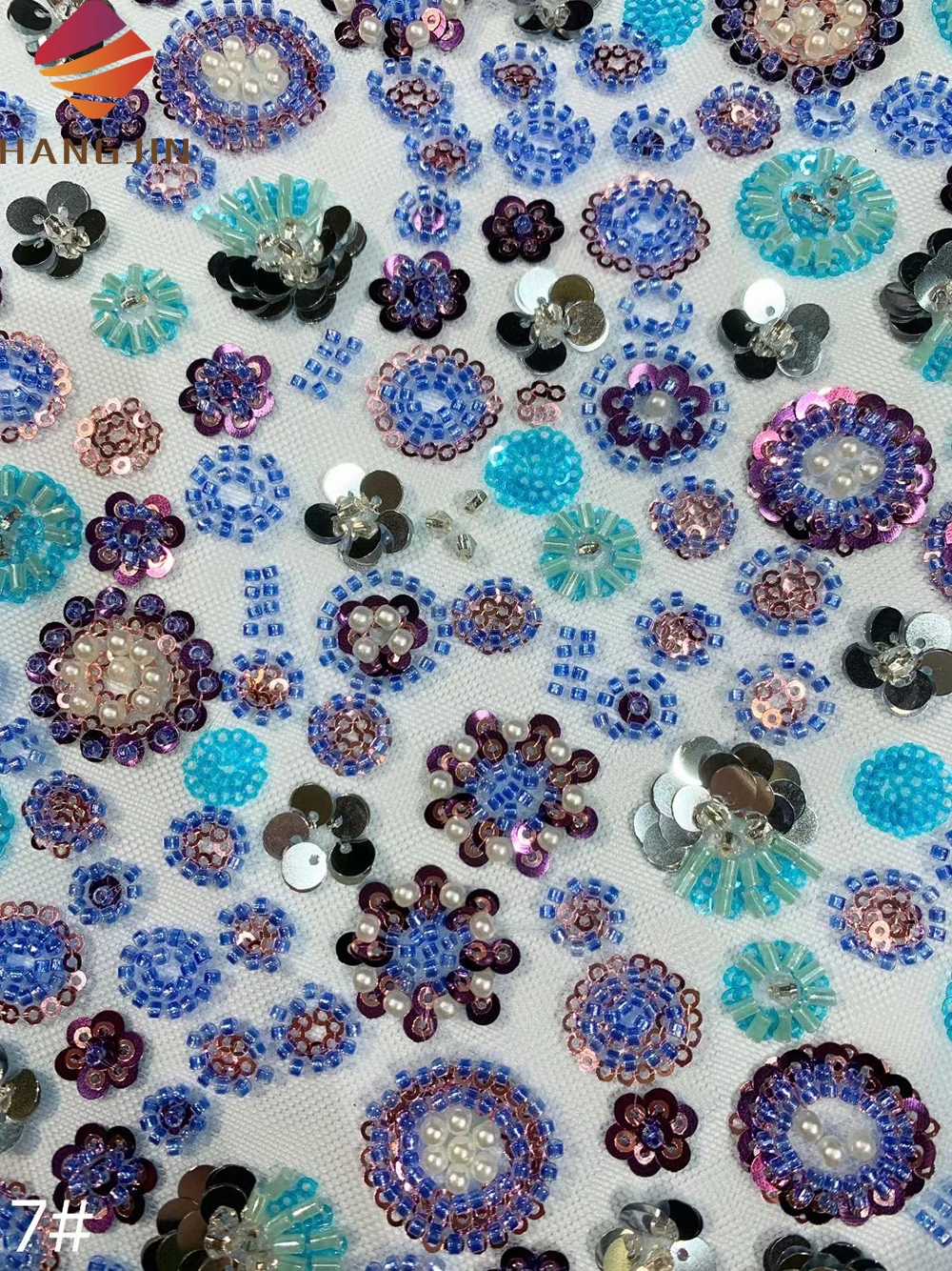 Luxurious Handmade Beads Embroidery Lace Fabric French Tulle Sequined Beaded Lace Fabrics Making Evening Party Dress