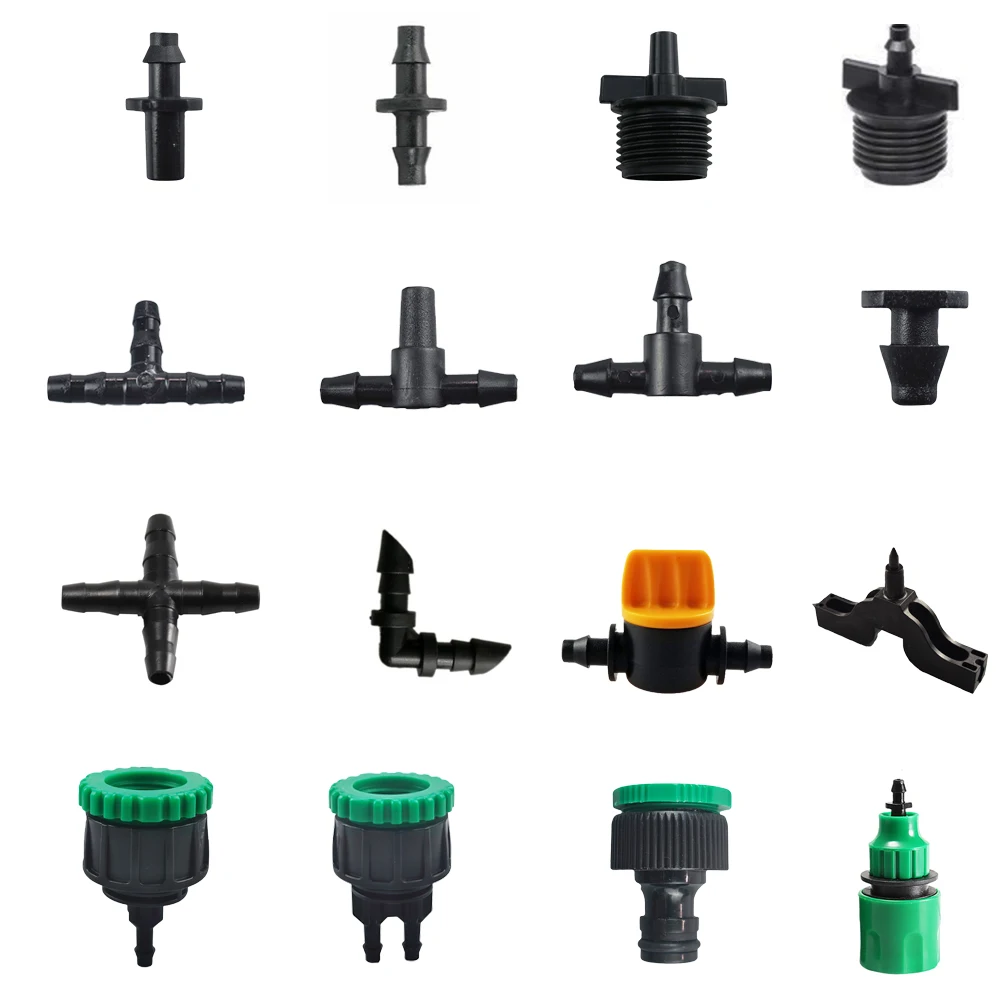 4/7 mm soft hose irrigation pipe fittings accessories mist sprayer direct connectors joint barded couplings tee pipe connector