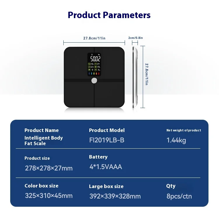 Black Smart Body Fat Scale New USB Chargeable Digital VA Screen Weighing Balance ITO Conductive Glass 180kg Max Weight