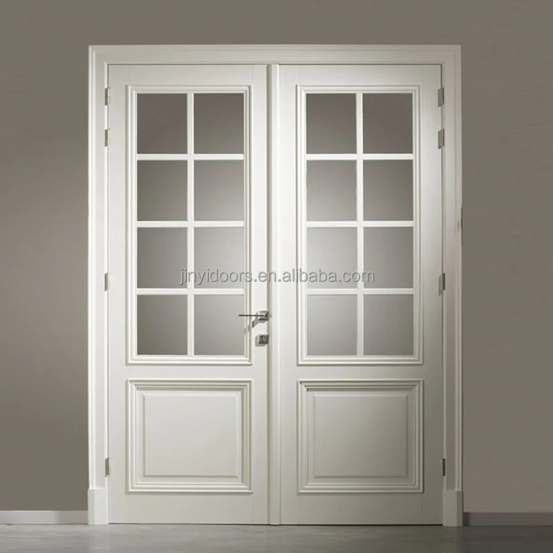 Double Swing Arched Glass Wood Door for Interior Room