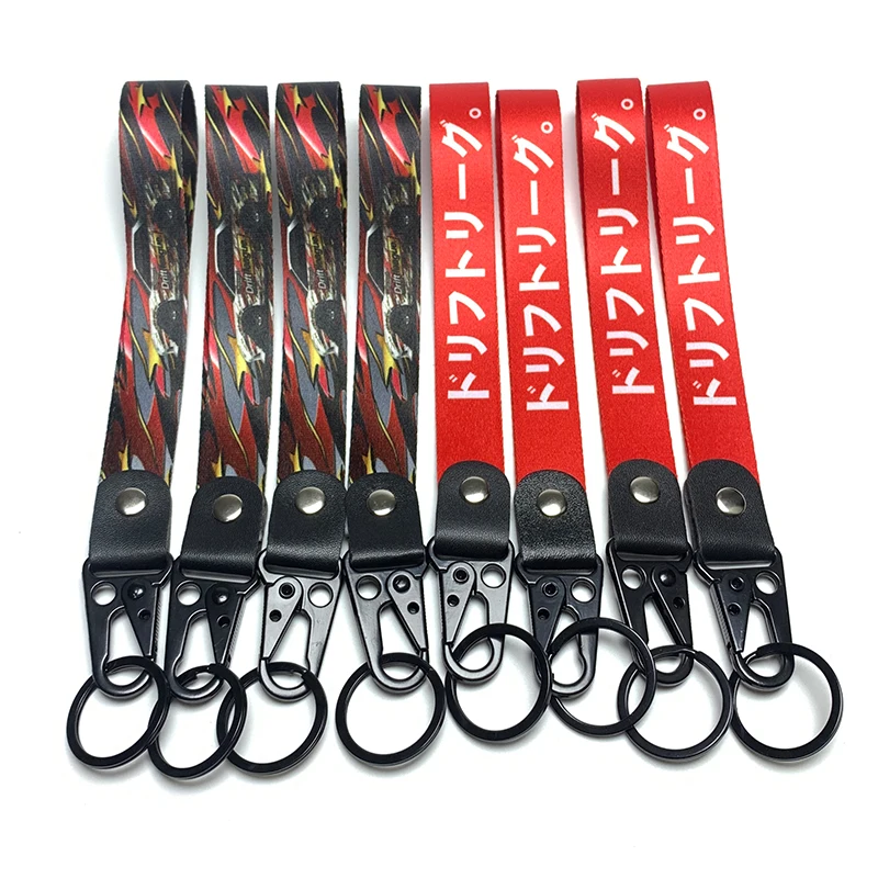 Manufacturer Wholesale Customizable Leather Keychain Sublimation Logo Motorcycle Blanks Red Wrist Keychain