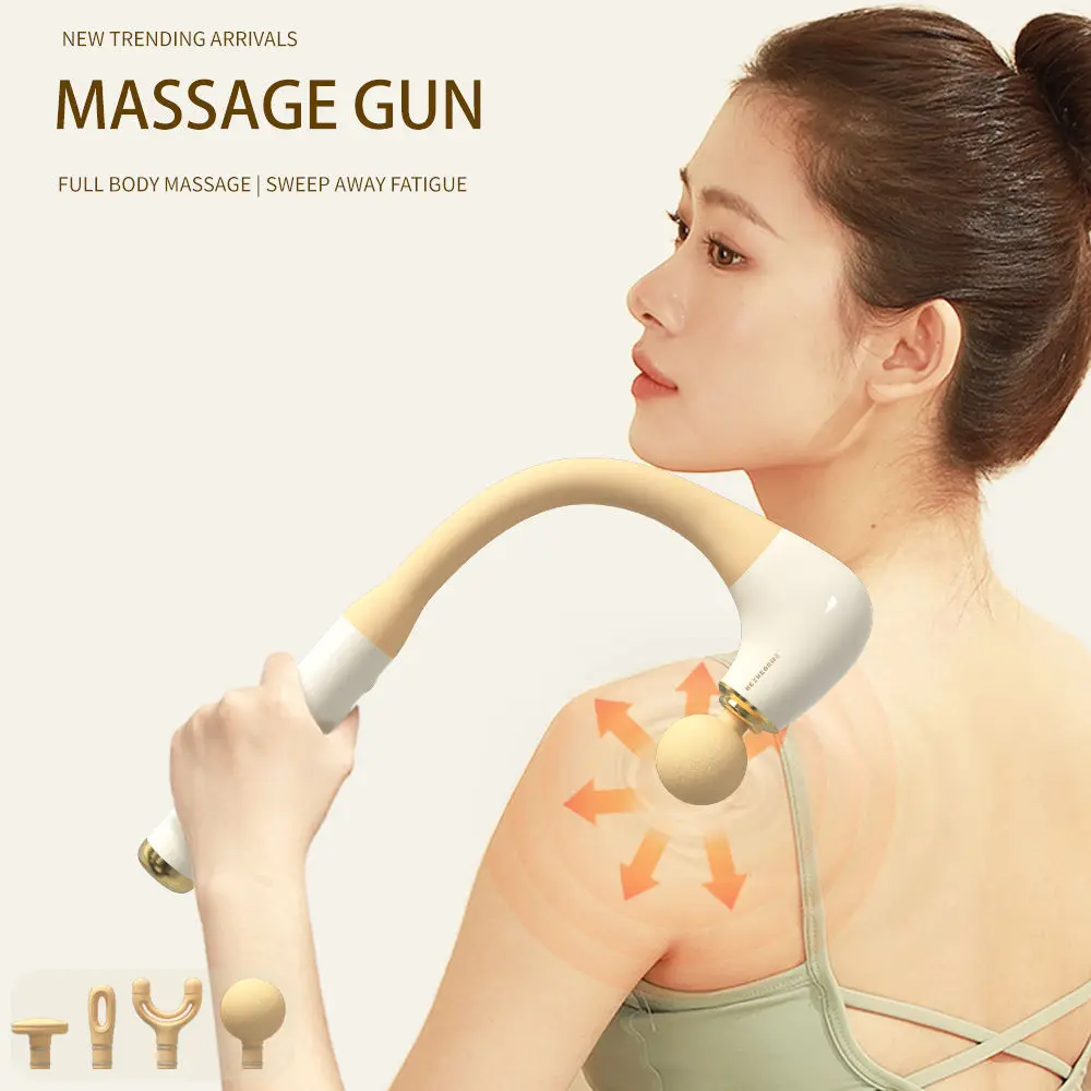 Extended handle high speed deep tissue massage product with color touch screen Handheld massage gun back massager
