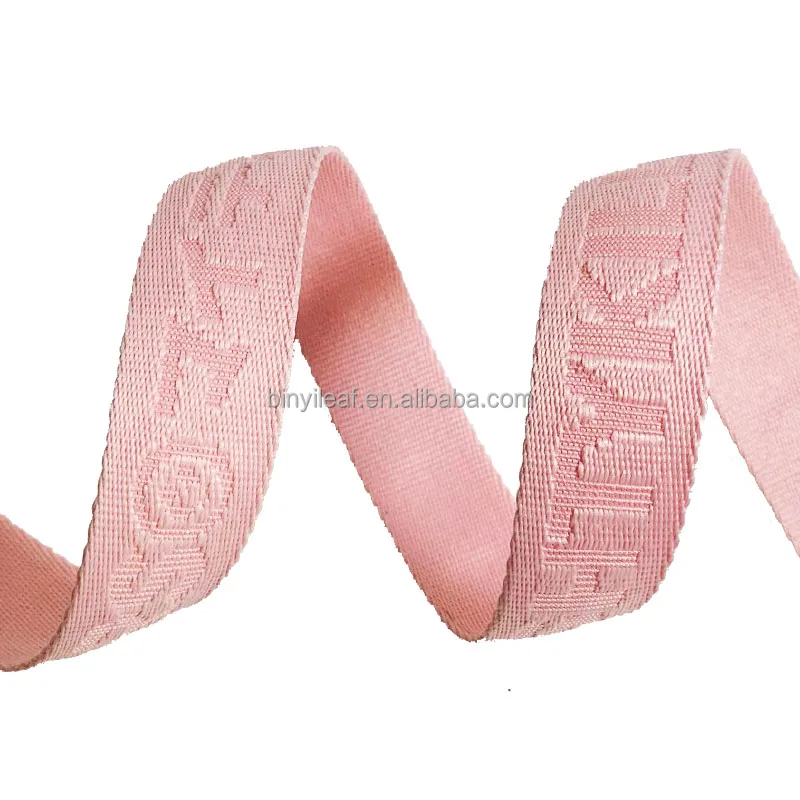 1,5 дюймов Фабричный тканый логотип модный вышитый мягкий полиэстер хлопчатобумажный жаккардовый тканевый ремень для сумки