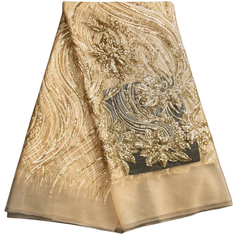 African Mesh Tulle Lace Fabric 2023 High Quality Luxurious Wedding Party Dress for Women French Sequined Net Lace Fabric 3459