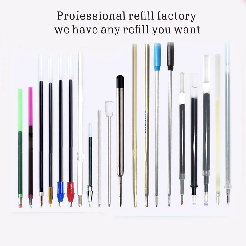 Factory direct sales of various ballpoint rollerball pens gel ink refills plastic and metal pen refills replacement and refill