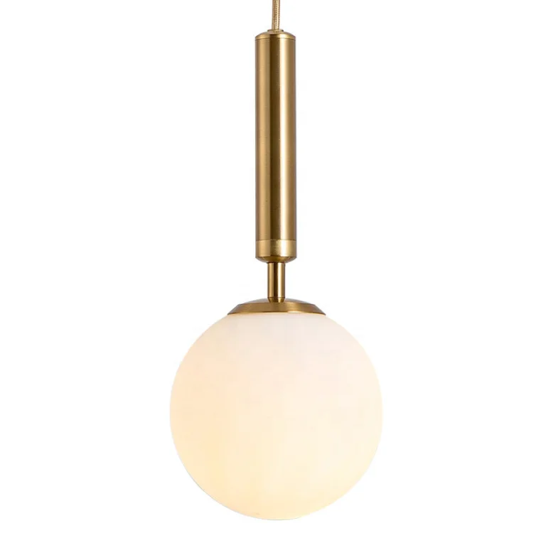 modern simple cheaper diameter 15cm frosted glass ball golden hanging pendant lighting for living room