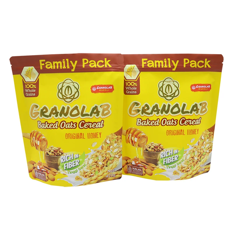 Eco Friendly Customized Print 400g Packaging Bag Recyclable Stand Up Pouch Aluminum Foil Frozen Food Oats Tea Coffee Bag