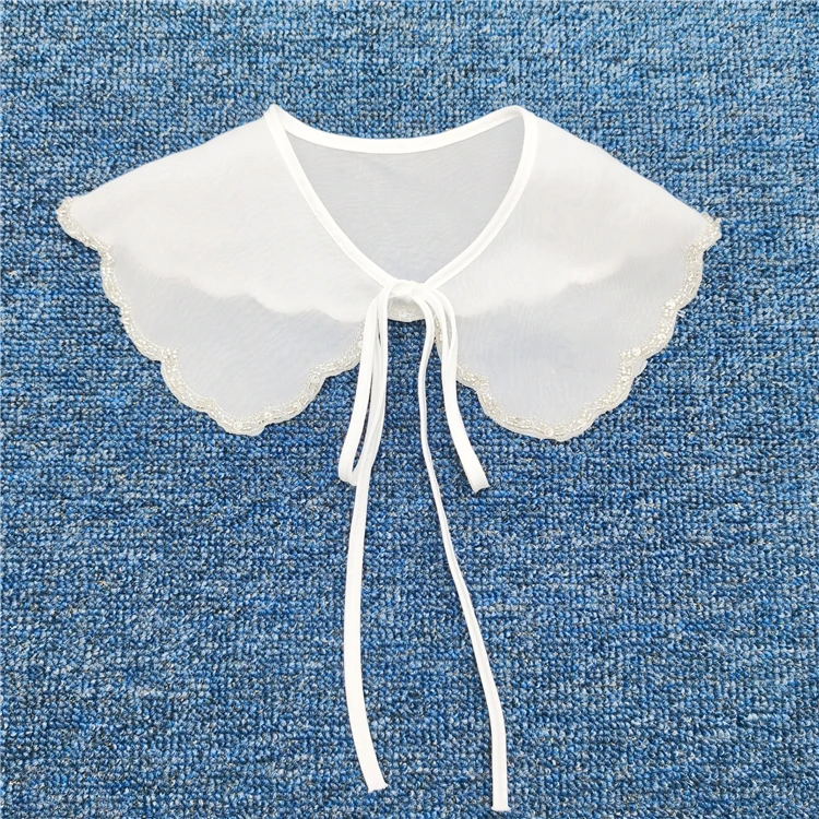 Factory custom collar wavy edge decorative Lace women white false collar detachable