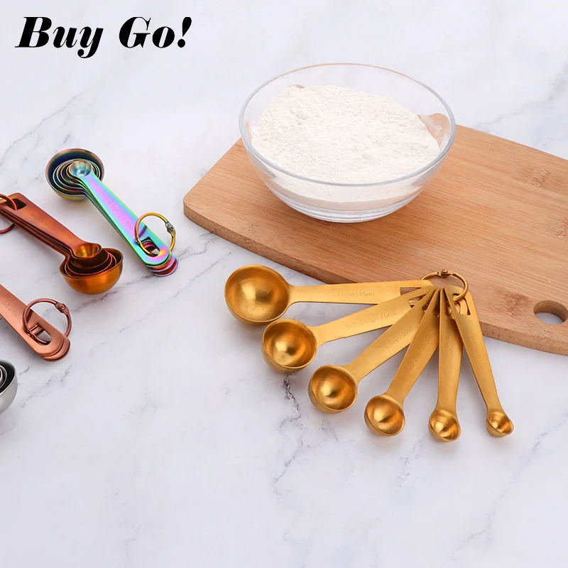 Measurement Tools Coffee Measure Spoon Set Stainless Steel Copper Measuring Spoons