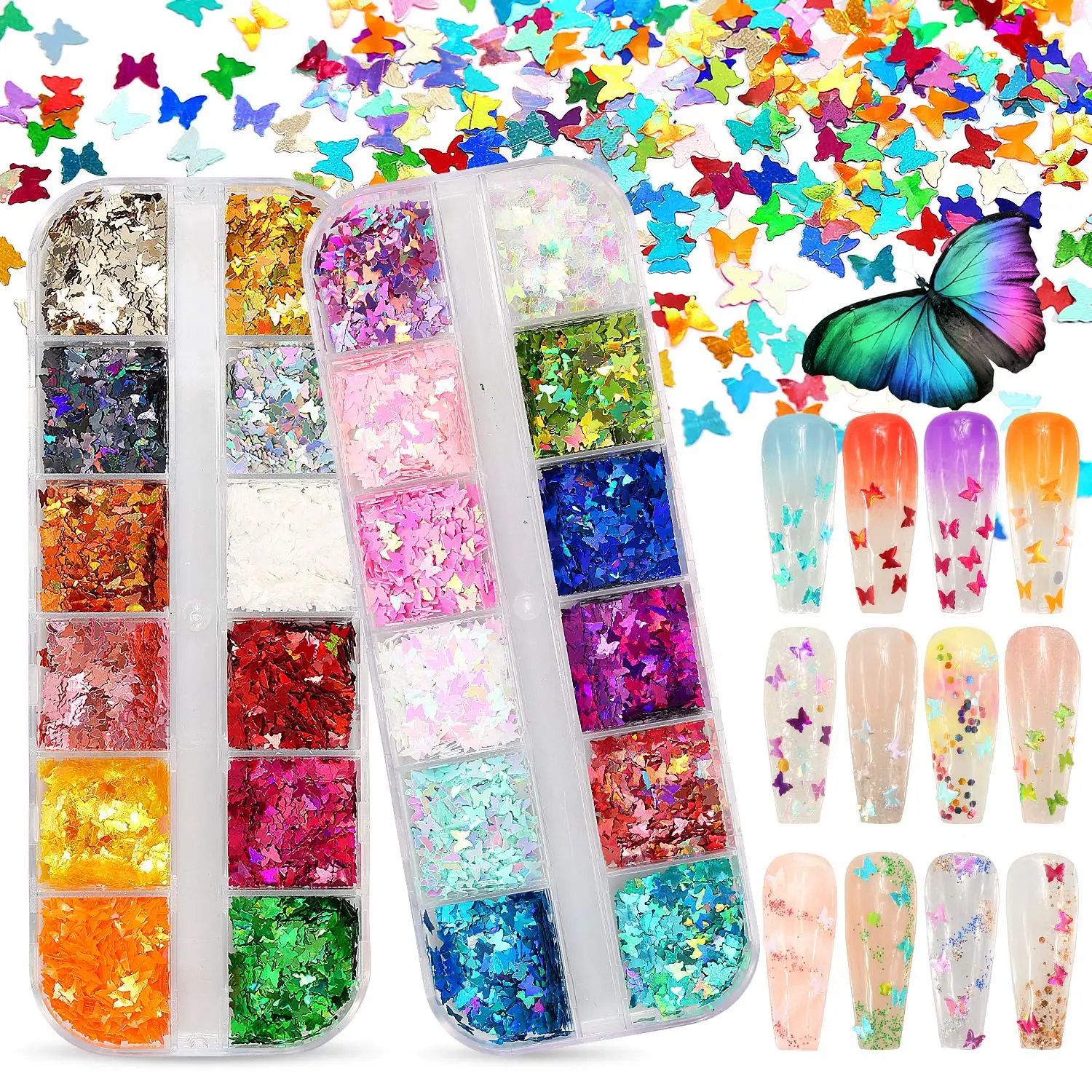 2020 Hot Nail Art Decoration & DIY Crafting 3D Holographic Butterfly Nail Glitter