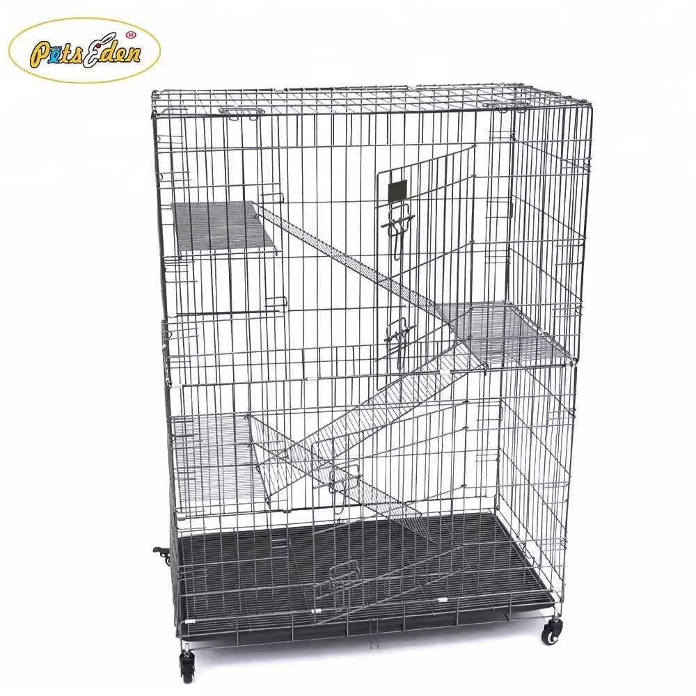 Petseden 2/3/4 Level Large Metal Handmade Ferret Cage Indoor Cheap Cat Cages With Wheels