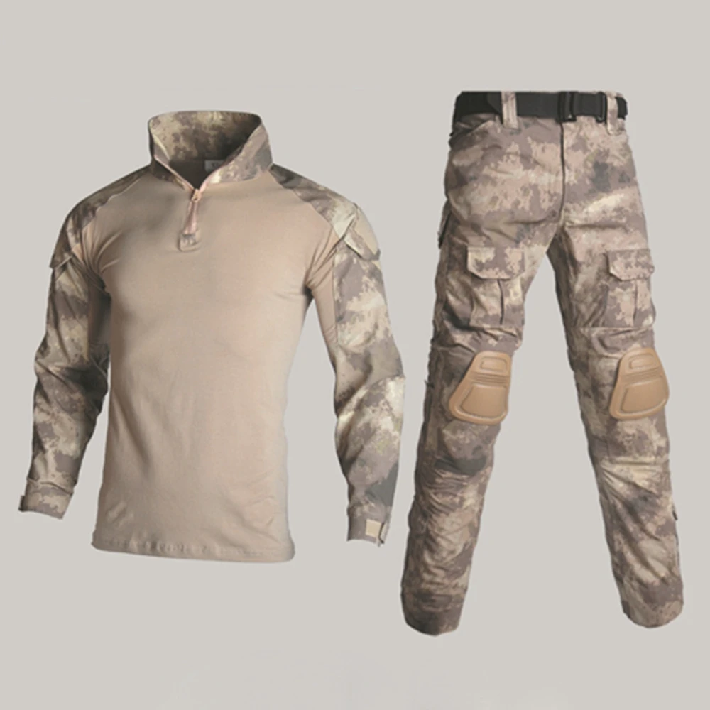 BDU тактическая камуфляжная Военная Униформа мужская одежда армии США страйкбол военная боевая рубашка + брюки-карго наколенники