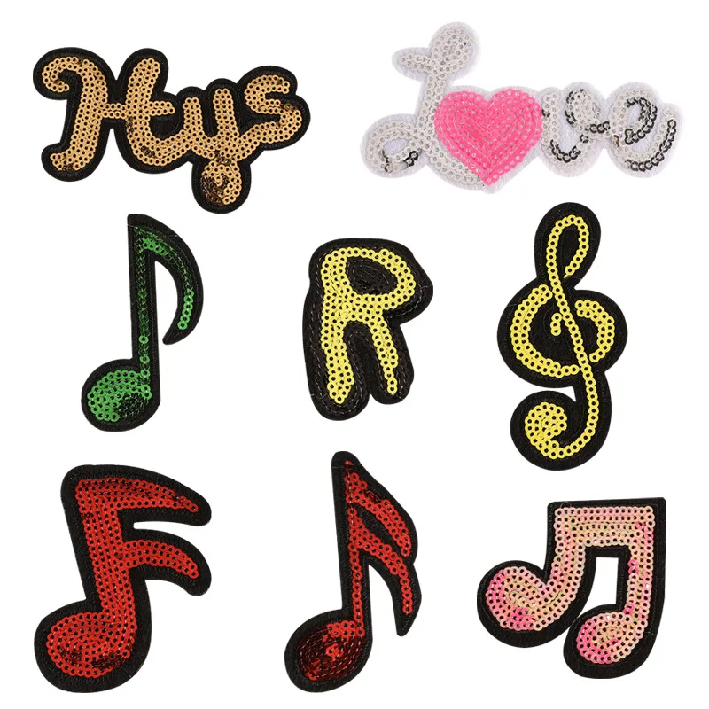 Custom Design 3D Sequin Embroidery Patch Chenille Fabric Iron-On Sticker Clothes Custom Ice Cream Design Sequin Patches OEM